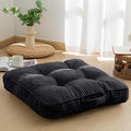 HIGOGOGO Floor Pillow Cushion for Adults, Meditation Cushion Pillow, Large Square Floor Sitting, Tufted Corduroy Cover, for Tatami Living Room or Yoga, 22x22 Inch, Black