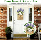 Boho Wall Hanging Basket, Water Hyacinth Woven Basket for Front Door, Flat Back Wall Mounted Entryway Organizer, Storage for Flowers, Plants, Farmhouse, Home Decor