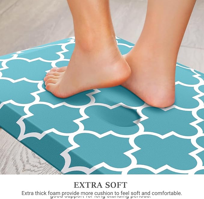 WISELIFE Anti Fatigue Floor Mat - 4/5 Inch Kitchen Mat Non Slip Waterproof Heavy Duty Ergonomic Comfort Mat Durable for Home, Office, Sink, Laundry,(17.3" x 28", Green)