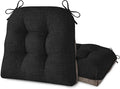 AddGrace Chair Cushions for Dining Chairs Set of 2 Kitchen Seat Cushions with Ties and Non Slip Backing Tufted Indoor Seat Pad for Kitchen Dining Room 18" x 17" x 3" Black