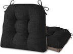 AddGrace Chair Cushions for Dining Chairs Set of 2 Kitchen Seat Cushions with Ties and Non Slip Backing Tufted Indoor Seat Pad for Kitchen Dining Room 18" x 17" x 3" Black