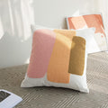 Modern Tufted Chic Pillowcase,Simple Soft Aesthetic Boho Throw Pillow Covers 18x18,Colorful Bohemian Embroidered Sham for Indoor Bed Home Living Room-1 Pcs(Pink Brown Peach)