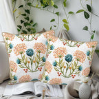 KSLIDS Floral Leaf Soft Velvet Throw Pillow Covers Set of 2 Orange Flowers Sage Green Leaves Decorative Pillow Covers 18x18 Inch Farmhouse Pillow Case for Sofa Couch Living Room Home Decor