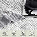 Amélie Home Honeycomb Knit Throw Blanket for Couch, Dual-Sided Soft Chenille Decorative Blankets for Sofa & Chair, 50"x60", Gray & White