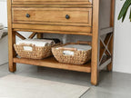 StorageWorks Hand-Woven Storage Baskets with Wooden Handles, Water Hyacinth Wicker Baskets for Organizing, 2 Pack