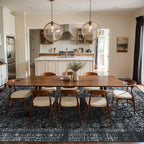 9x12 Area Rugs for Living Room Bedroom, Large Washable Rug, Black Vintage Floral Boho Rug, Non Slip & Low Pile Faux Wool Thin Carpet for Indoor Dining Room and Kids Room(Black 9x12ft)