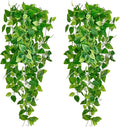 Fake Hanging Plants Vines(2pcs)for Room Decor, Artificial Ivy Greenery Garlands for Home Bedroom Living Aesthetic Kitchen Office Wall Patio Bookshelf,Indoor,Outdoor Farmhouse Decorations(No flowerpot)