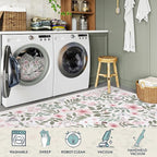 Lahome Reverie 8x10 Pink Floral Rug for Nursery & Girls Room, Washable Carpet for Boho Pink Home Decor, Non-Slip Carpet for Playroom, Toddler Retreat, Apartment Living Space