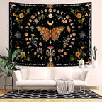 Aipon Orange Butterfly Moon Flower Tapestry Botanical Floral Plant Boho Tapestry for Bedroom Aesthetic Vintage Tapestries Wall Hanging for Living Room Dorm (36.00" x 48.00", Orange)