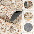 Washable Rugs for Living Room: 9x12 Area Rugs for Bedroom Ultral Soft Non-Slip Stain Resistant Vintage Boho Large Carpet for High-Traffic Dining Room - Farmhouse Decor