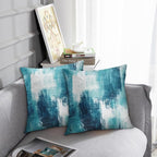 Britimes Throw Pillow Covers Modern Home Art Decor, 18 x 18 Inches Set of 2 Abstract Oil Painting Pillowcases for Bedroom, Living Room, Cushion Couch Sofa, Abstract White Teal
