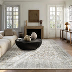 Machine Washable Rugs for Living Room: 5x7 Area Rugs for Bedroom Vintage Stain Resistant Non Slip Low Pile Soft Boho Carpet for Kitchen Dining Room Farmhouse Kids Room Nursery