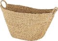 Deco 79 Seagrass Handmade Decorative and Functional Storage Basket Woven Basket Organizer with Ring Handles, Basket for Storage 31" x 19" x 19", Brown