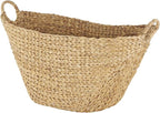 Deco 79 Seagrass Handmade Decorative and Functional Storage Basket Woven Basket Organizer with Ring Handles, Basket for Storage 31" x 19" x 19", Brown
