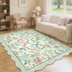 GarveeHome Washable 8x10 Rug for Bedroom Rugs Modern Area Rug Non-Slip Low Pile Dorm Home Carpet Stain-Resistant Flower Rug for Dining Room Kids Room Living Room