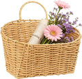 Hanging Wall Basket Handwoven Wicker Basket for Plants, Flowers & Storage, Rustic Farmhouse Wall Decor Organizer, Light Brown Plastic Rattan