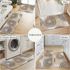 HEBE Cushioned Kitchen Mats for Floor Set of 2, Non Slip Anti Fatigue Kitchen Rugs and Mats, Floral Waterproof Comfort Foam Standing Mat Floor Carpet for Kitchen,Home Office,Sink,Laundry