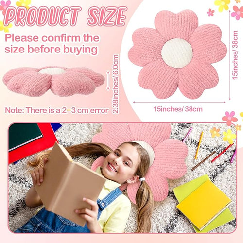 10 Pcs Cute Flower Pillow 15.75 Inch Flower Plush Throw Pillow Aesthetic Decorative Seating Cushion for Spring Back to School First Day of School Sofa Couch Bed Decor (Monochrome,Deep Pink)