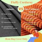 Stuffed Animal Storage Bean Bag Chair Cover, Cover Only (No Filler), Corduroy Toy Organizer Floor Cushion Seat, 48 in/120 cm Slipcover for Teens & Adults, Red