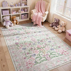 Lahome Sylvie 6x9 Purple Rugs for Bedroom, Boho Chic Machine Washable Nursery Rug, Large Non-Slip Carpet for Master Bedroom Under King Size Bed, Lounge, Dorm, Living Room Decor