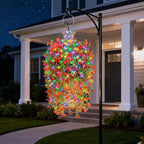 Outdoor Hanging Basket with Artificial Flowers: Fake Plants Basket with Solar String Lights for Garden Enthusiasts - 10 Inches Solar Faux Silk Flower Baskets for Home Porch Wall Patio Tree Decor