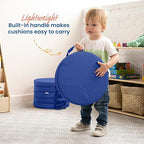 ECR4Kids SoftZone Floor Cushions, Round, Flexible Seating, Blue, 6-Piece