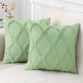 decorUhome Spring Euro Sham Throw Pillow Covers 22x22 Inch Set of 2, Soft Plush Faux Fur Wool Sage Green Accent Couch Pillow Covers for Modern Farmhouse Bed Sofa Living Room