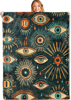 Mystic Evil Eye Throw Blanket - 50x60in,Ultra Soft, Cozy Lightweight Flannel,Cool Spiritual Boho Blankets - Gifts for Women & Mystical Lovers,for Couch Home Living Room Decor