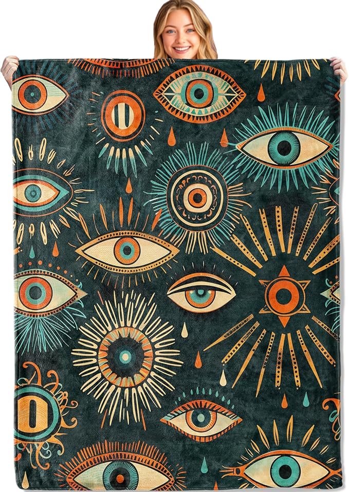 Mystic Evil Eye Throw Blanket - 60x80in,Ultra Soft, Cozy Lightweight Flannel,Cool Spiritual Boho Blankets - Gifts for Women & Mystical Lovers,for Couch Home Living Room Decor
