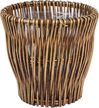 Household Essentials Small Reed Willow Waste Basket, Handwoven Basket with Removable Liner, Attractive Alternative to Plastic or Metal Cans, Brown