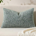 Decorative Lumbar Pillow Cover 12x20 Green Striped Soft Wool Lumbar Throw Pillow Neutral Textured Boho Cushion Covers for Modern Farmhouse Sofa Bedroom Living Room Decor SY011-D12