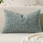 Decorative Lumbar Pillow Cover 12x20 Green Striped Soft Wool Lumbar Throw Pillow Neutral Textured Boho Cushion Covers for Modern Farmhouse Sofa Bedroom Living Room Decor SY011-D12