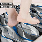 Kitchen Mats for Floor Modern Abstract kitchen rugs Grey and Blue Stripe Anti Fatigue Kitchen Mats Waterproof Floor Mats Cushioned Non-Skid Standing Mats for Kitchen, Set of 2,17.3 x 28+17.3 x 47