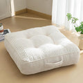 HIGOGOGO 6" Extra Thick Floor Pillow Cushion for Adults, Meditation Cushion Pillow, Large Square Floor Sitting, Tufted Corduroy Cover, for Tatami Living Room or Yoga, 22x22 Inch, Beige