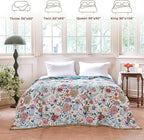 Boho Throw Blanket for Bed Cotton Spring Blankets for Bedroom Living Room Twin All Season Lightweight Floral Embroidery Quilt for Couch Sofa Chair 60"x80"