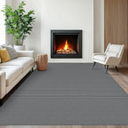 EARTHALL Woven Area Rugs 6x9 Ft Washable Living Room Rugs Non Slip Rubber Backed Dining Room Rug Braided Bedroom Rugs Indoor Floor Carpet for Living Room, Bedroom, Dining Room, Dark Gray