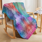 Mandala Throw Blanket Colorful Floral Flowers Bohemian Boho Blanket for Sofa Bed Couch Chair Or Dorm 70"x80"