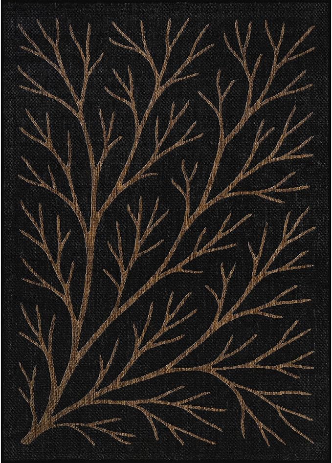 Washable Indoor Outdoor Rug 8x10 Modern Area Rugs Branch Pattern Non Shedding Waterproof Easy Clean Patio Deck Porch Living Room Bedroom Garden RV (8 X 10 Gold)