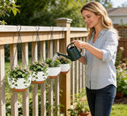 Set of 2-8 Inch Self Watering Hanging Planters for Indoor Outdoor，Hanging Plant Pots with Drainage & Removable Tray, Hanging Pots Holder for Ivy, Pothos, Ferns, Balcony & Patio, White Brown
