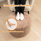 Round Pouf Ottoman 20 x 20 x 14 Inches Boho Poof Home Decor Floor Pouffe Ottoman Foot Rest for Couch Sofa Bean Bag Chairs Living Room Bedroom (Caramel)