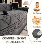 VClife Bohemian Couch Cover for Sofa Pet Washable Sofa Cover Non Slip Extra Large Couch Covers for 3-4 Cushion Couch Sofa, Boho Style Dark Gray Tribal Pattern Sofa Slipcover 71"X150"