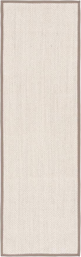 SAFAVIEH Natural Fiber Collection Runner Rug - 2'6" x 8', Marble & Khaki, Sisal, Woven Design with Border (NF143E)