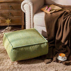 SUTAVIA Pouf Ottoman Cover Unstuffed Pouf Seat Decorative Soft Storage Bean Bag 20x20x8 Inches Square Floor Footrest for Living Room Bedroom (Blue Green, Square)