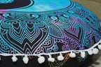 CRAFT KALA 22" Round Mandala Boho Pillow Cover Meditation Room Seating Poufs Cover for Living Room Yoga Room Home Bedroom Balcony Garden Party Decoration Cotton Floor Cushion Cover 22", Multi Yin Yang