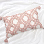 Boho Pillow Covers 12X20 Inch Boho Tufted Throw Pillow Covers Decorative Tassels Cushion Cover Farmhouse Pillow Case for Couch Sofa Bed Living Room Bedroom, Blush