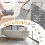MIULEE Set of 2 Waffle Bathroom Rugs, Boho Bath Rugs Non Slip Washable, Super Absorbent Bath Mats, Ultra Soft Rubber Backed Shower Mats for Bathroom Floor, Tub and Shower, Light Grey, 18x30 Inch