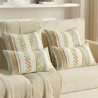 FUTEI Blue Green Khaki Decorative Throw Pillow Covers 20x20 Inch Set of 2, Soft Tufted Striped Textured Accent Cushion Case,Boho Pillows for Couch Decor