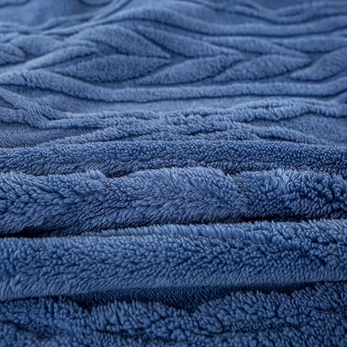 YUSOKI Queen Size Blanket Single Layer,Weight(4.4lb),370GMS-3D Stylish Design for Gift Home Decor (Washed Blue,90"x90")
