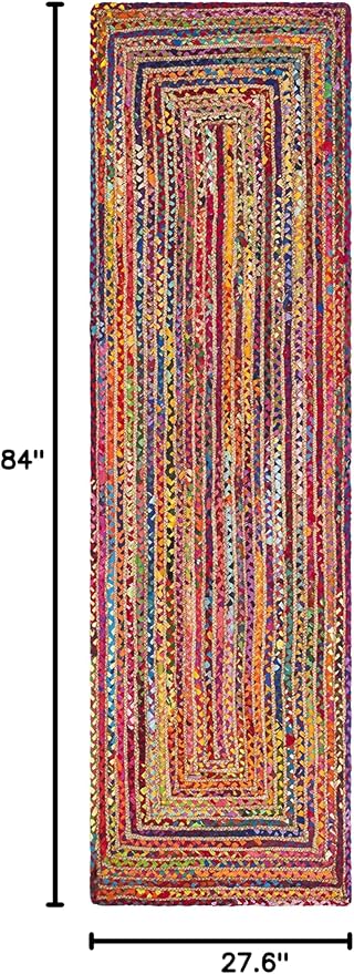 SAFAVIEH Cape Cod Collection Runner Rug - 2'3" x 7', Red & Multi, Handmade Jute & Cotton, Woven Braided Design (CAP202A)