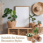 4 Pack Scalloped Wicker Plant Basket Water Hyacinth Plant Baskets Hand Woven Flower Pots Storage Containers with Plastic Liners for Indoor Outdoor Decoration, 10.2, 8.7, 7.5, 6 Inch(Untrim)